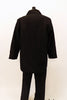 Three piece black evening tailcoat suit has  high waisted satin lapelled coat,over a black satin vest & pleated pants with satin stripe. Comes with bow tie. Back