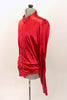 Red stretch sateen shirt is tapered in cut and is more fitted than  a typical ballet shirt.  The front had snap closure, cuffs and mandarin style collar. Has attached briefs with snap closure. Left Side