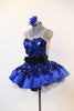 Blue tap costume / dress glitters with jumbo sequined fabric over crinoline underlay, side