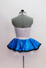 White halter collar leotard has black bow accent at front. Comes with a pull-on, turquoise skirt, that has a matching black edge & an attached white petticoat. Back