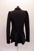 Thicker stretch blazer coat with princess seams and satin lapels, shoulder pads and jewelled button closure. It is accompanied by a sequined black haft top that sits beneath the blazer. Can be worn with either pants or shorts. Back