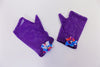 Purple glitter gauntlets with floral bow