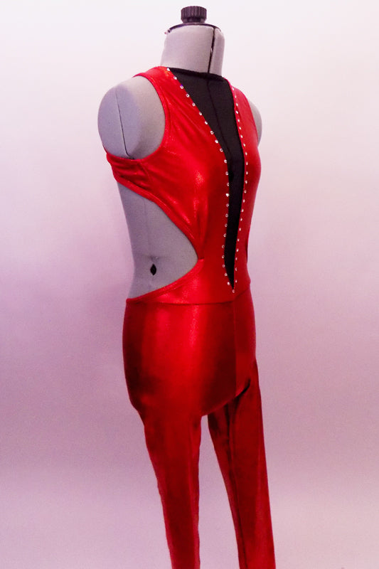 Deep Red Unitard Connexion, Red, Metallic-Type, Open Back, Unitard, For Sale – Once More ...