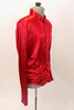 Red stretch sateen shirt is tapered in cut and is more fitted than  a typical ballet shirt.  The front had snap closure, cuffs and mandarin style collar. Has attached briefs with snap closure. Right side