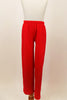 Red stretch pants have straight leg cut. Can be worn for a variety of dance styles. Back