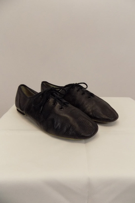 Jazz Shoe, Bloch Black Leather Lace-Up, Size 7.5