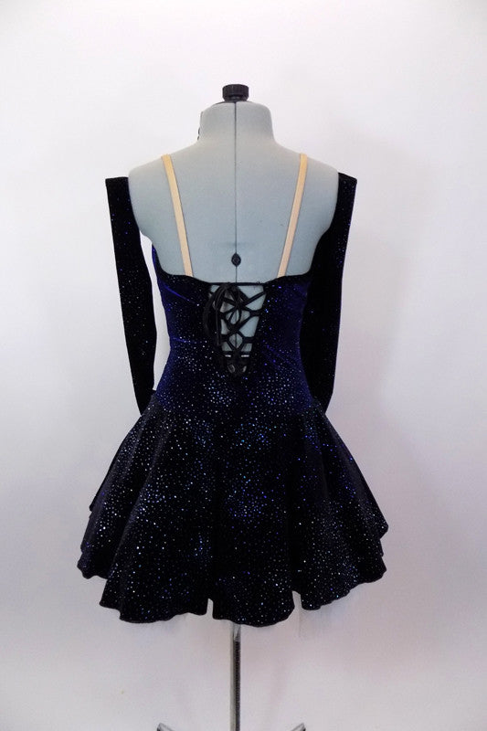 Wannabe, Blue Sparkle Velvet Corset-Back, Dance Costume, For Sale