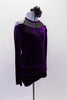 Open shoulder purple long sleeved top has sparkle halter tie neck & hand painted swirls on the bust. Comes with matching black velvet shorts & hair accessory. Side