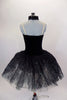 Black tutu has velvet halter bodice with high velvet neck and green swirl lace & crystals. Black tulle has overlay of green swirled lace. Comes with eye mask. Back
