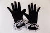 Black gloves with polka dot ruffle