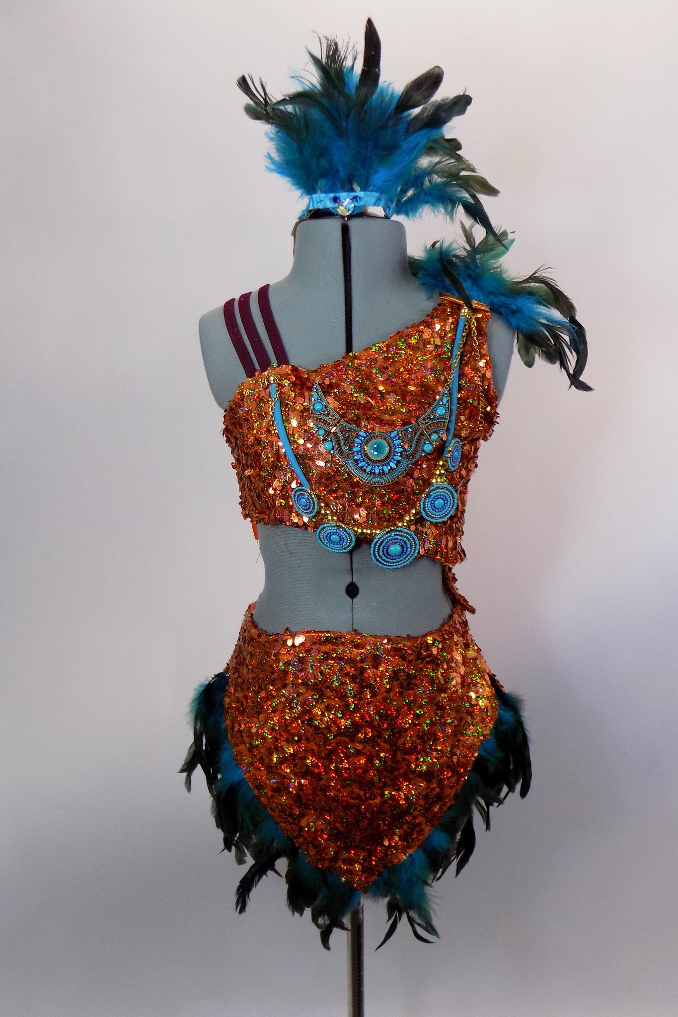Tiger Lily, Burnt Orange Sequined 2-Piece Costume With Feathers, For Sale –  Once More From The Top