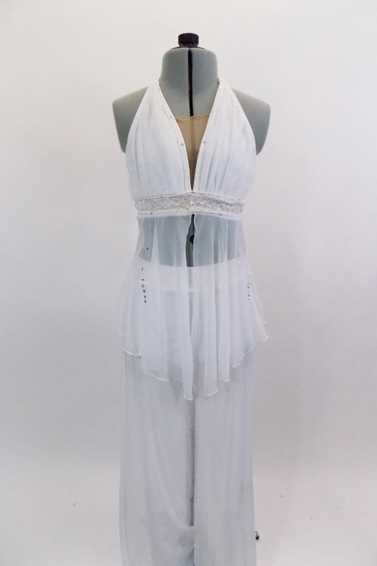 Hallelujah, Sheer White 2-Piece Costume has Halter Top & Sheer Pants – Once  More From The Top