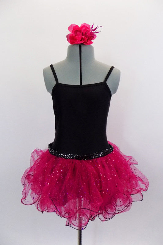 I Won't, Black and Hot Pink Dress With Sequined Blazer Coat, For Sale Once More From The Top I Won't, Black and Hot Pink Dress With Sequined Blazer Coat, For Sale Once More From The Top