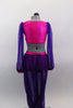  2-piece Arabian costume has purple mesh pants and long sleeves with hot pink paisley tone-on-tone base that make up the bodice shorts, waistband & cuffs. Comes with hair accessory. Back