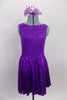 Purple sequined dress with keyhole back and large satin bow at neck. Comes with hair accessory. Front