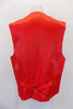 Red five-button cotton/polyester slim cut “Urban” vest has faux flap pockets at front. The red satiny back has an adjustable waist buckle. Back