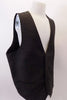 Dark grey four-button, “Stockholm Evolution” European-design vest has darted front seams and slit accented pockets. The black satiny back has adjustable waist buckle. Side