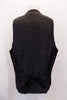 Black five-button, cotton “H&amp;M” slim-fit vest has angled slit pockets at front. The black satiny back has adjustable waist buckle. Back