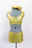 80 's Roller Derby themed gold half top & matching brief style short has accompanying hot pink satin jacket with gold stripe down the arms. Comes with gold newsboy hat. Back view no jacket