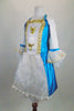 Marie Antoinette, 3-piece white & turquoise costume has beaded gold ribbon & sequined appliques. Comes with lace cuffed shrug, bloomers & Renaissance style wig. Side
