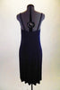 Navy blue jersey-knit stretch camisole dress has specs of metallic blue & black. Very simple but falls nicely on the body. Comes with brief & hair accessory. Back