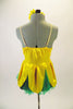 2-piece costume comes with dark green shorts &  yellow flower themed camisole dress with petals & a soft green underlay. Has yellow gerbera daisy hair clip. Back