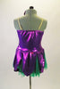 2-piece costume comes with dark green shorts & purple flower themed camisole dress with petals & soft green tricot underlay. Has purple pansy hair accessory. Back