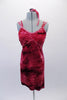 Crushed velvet dress in shades of brick red, has a crystal-lined bust area and double straps Comes with matching brief and tie hair accessory. Front