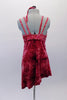 Crushed velvet dress in shades of brick red, has a crystal-lined bust area and double straps Comes with matching brief and tie hair accessory. Back