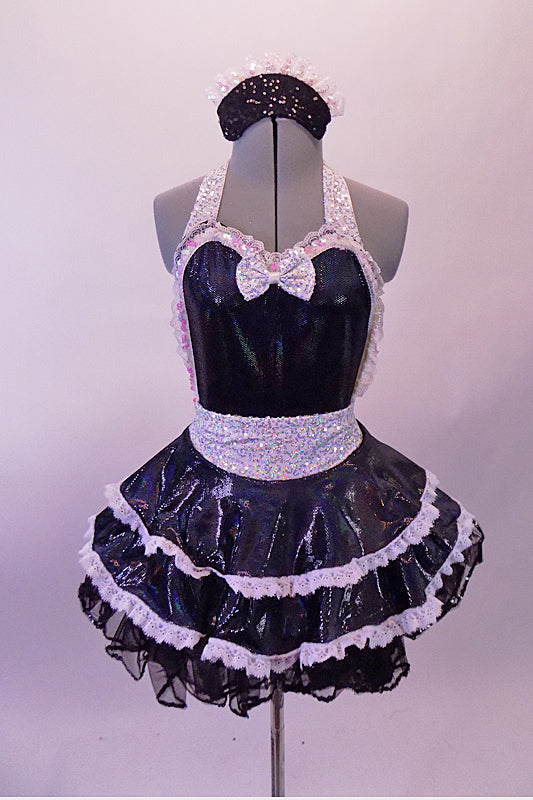 NA NA , Waitress Themed Black & Silver Costume With Pink Bow, For Sale Once More From The Top NA NA , Waitress Themed Black & Silver Costume With Pink Bow, For Sale Once More From The Top