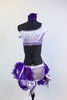 Lavender top with lace ruffle and purple organza hooped skirt , front