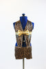One piece leopard print, spandex jazz/acro costume,with halter style neck and bow, front