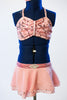 Pink sequined bra-top, with matching chiffon skirt. and Swarovski crystal accent on front waistband. front