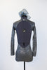 Galaxy Acro Costume silver/gray glitter spandex, open backed unitard back