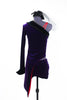 Purple stretch velvet tailcoat, covers  red  bra top and purple velvet shorts, back