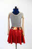  Red metallic, tap/jazz/skate dress,has sheer mesh back & crystals, back