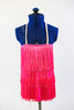 Hot pink 60's dress comprised entirely of layers of fringe. Has skin colour straps and comes with a hot pink bouffant style wig with bangs. Zoomed