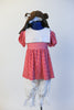 Red & white mini checkered tunic dress with large white bib collar comes with calf length white cotton bloomers & with soft curly fleece Teddy Beat hood/hat. Front with hat